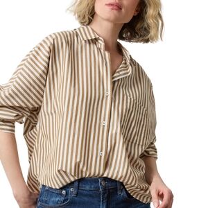 Lilla P | dolman sleeve button down shirt in dijon/talc stripe